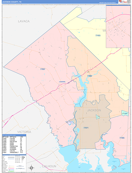 Jackson County, TX Zip Code Map