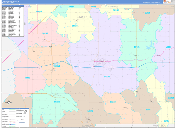Jasper County Digital Map Color Cast Style