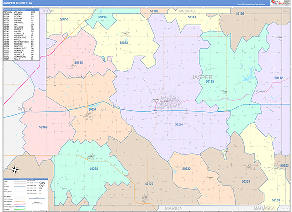 Jasper County, IA Zip Code Map