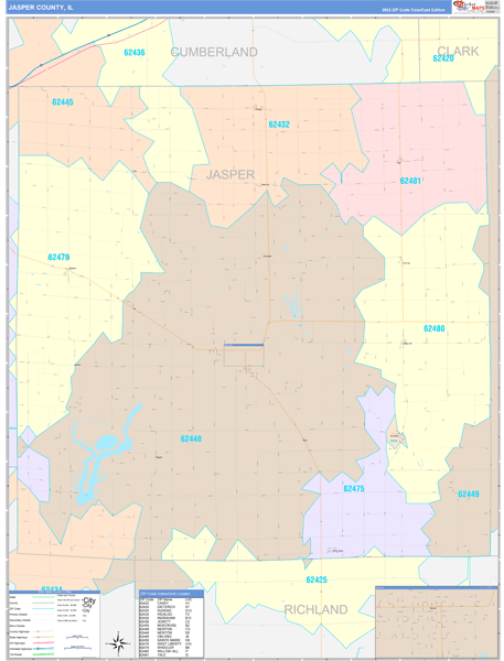 Jasper County, IL Wall Map