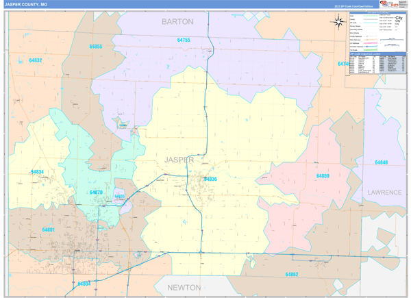 Jasper County, MO Wall Map