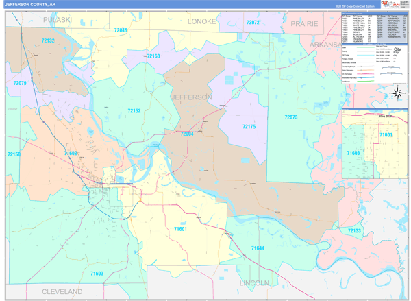 Jefferson County, AR Wall Map