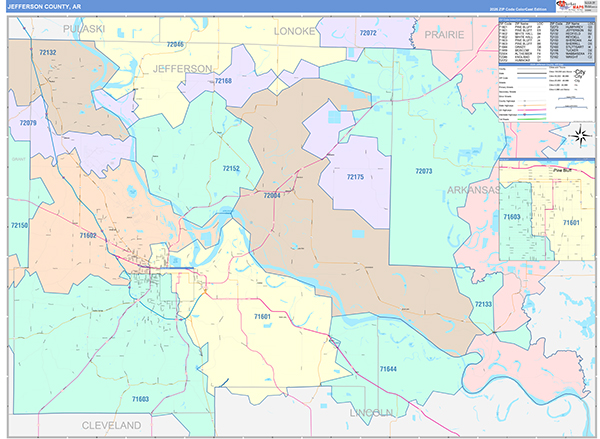 Jefferson County, AR Zip Code Map