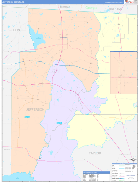 Jefferson County, FL Zip Code Map