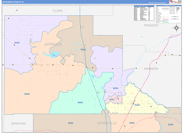 Jefferson County, ID Zip Code Map
