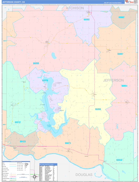 Jefferson County, KS Zip Code Map