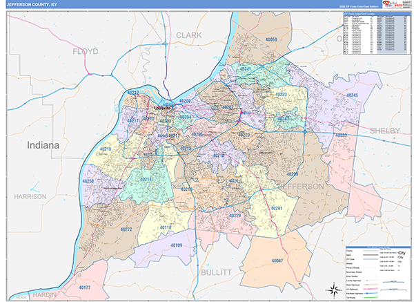 Jefferson County, KY Zip Code Map