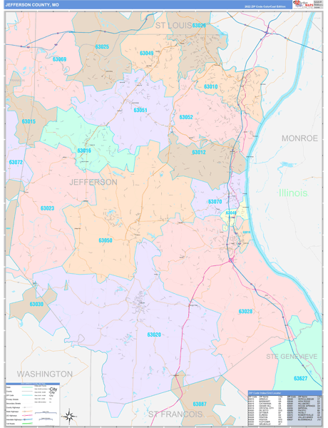 Jefferson County, MO Zip Code Map