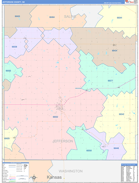 Jefferson County, NE Zip Code Map