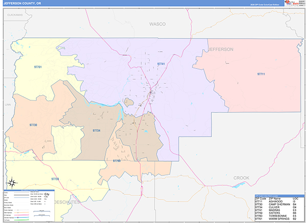 Jefferson County, OR Wall Map