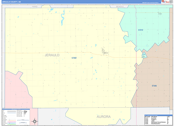 Jerauld County, SD Zip Code Map