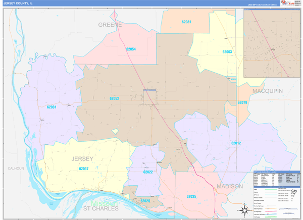 Jersey County Digital Map Color Cast Style