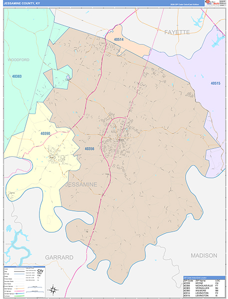 Jessamine County, KY Zip Code Map