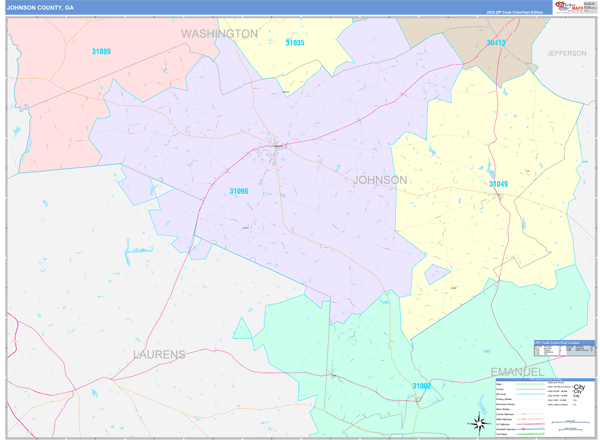 Johnson County, GA Wall Map