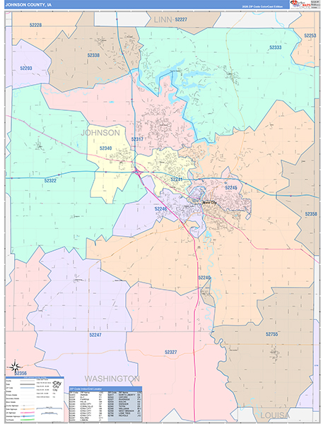 Johnson County, IA Zip Code Map
