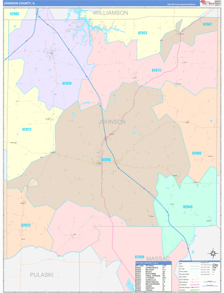 Johnson County, IL Wall Map