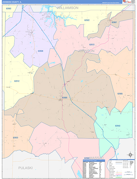 Johnson County, IL Wall Map