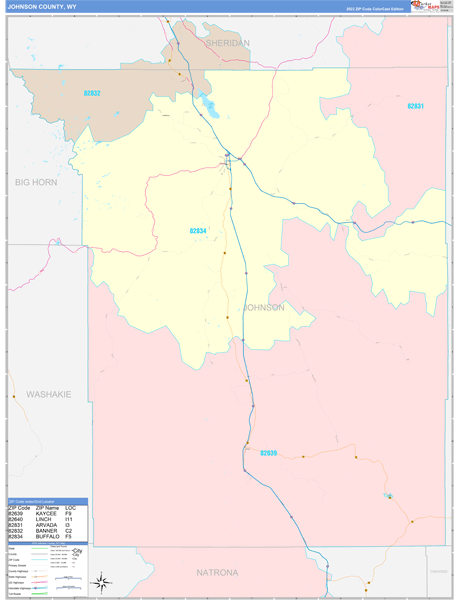 Johnson County, WY Zip Code Map