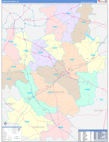Johnston County Digital Map Color Cast Style