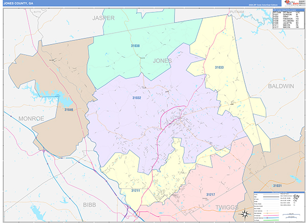 Jones County, GA Zip Code Map