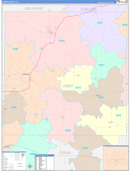 Jones County, IA Wall Map