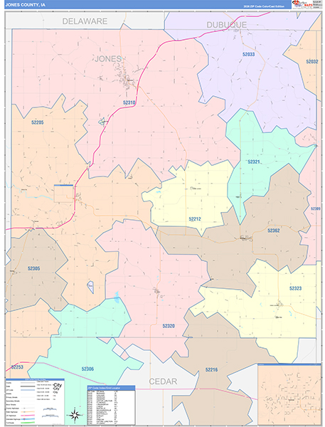 Jones County, IA Zip Code Map