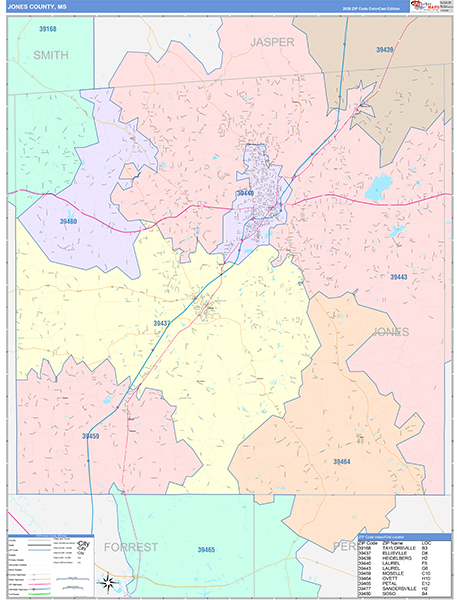 Jones County, MS Zip Code Map