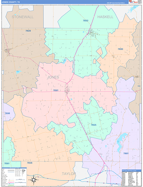 Jones County, TX Zip Code Map