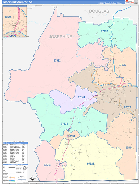 Josephine County, OR Wall Map