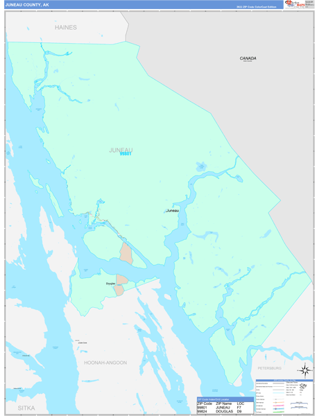 Juneau County Wall Map Color Cast Style
