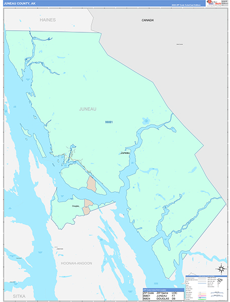 Juneau Borough (County), AK Wall Map