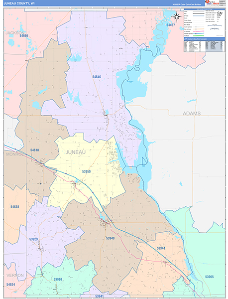 Juneau County, WI Wall Map