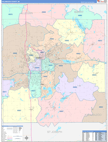 Kalamazoo County, MI Zip Code Map