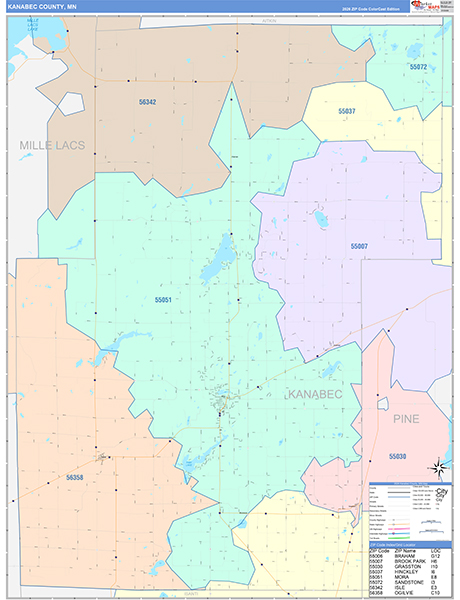 Kanabec County, MN Zip Code Map
