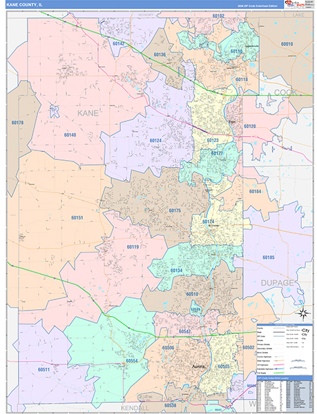 Kane County, IL Zip Code Map