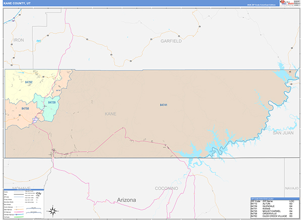 Kane County, UT Zip Code Map