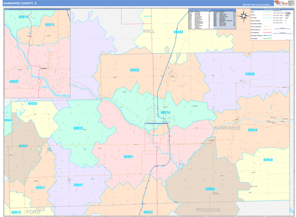 Kankakee County Map Book Color Cast Style