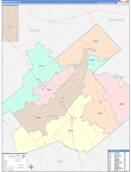 Karnes County, TX Zip Code Map