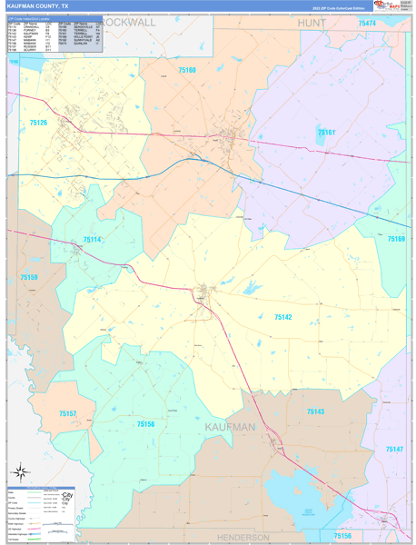 Kaufman County, TX Zip Code Map