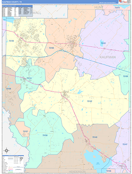 Kaufman County, TX Zip Code Map