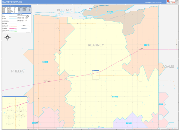 Kearney County, NE Wall Map