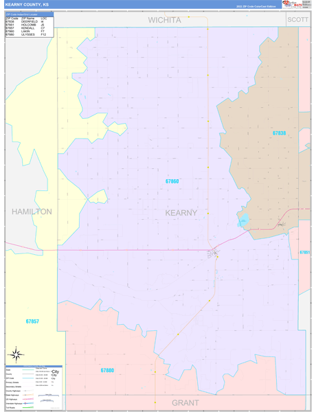 Kearny County, KS Zip Code Map