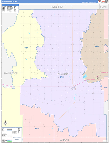 Kearny County, KS Zip Code Map