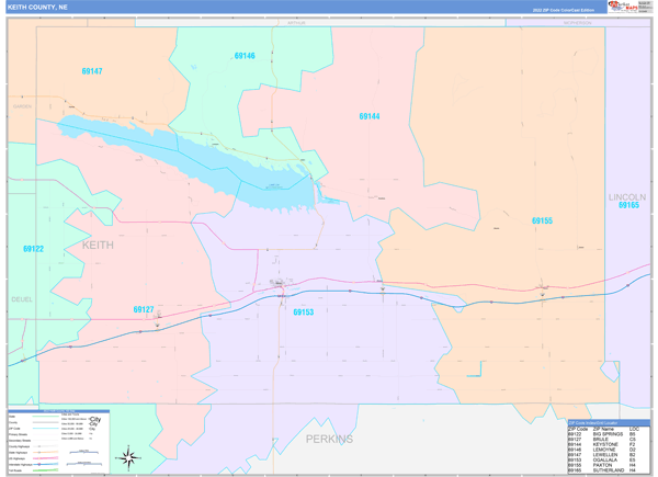Keith County, NE Zip Code Map