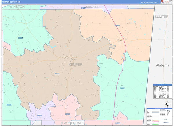 Kemper County, MS Zip Code Map