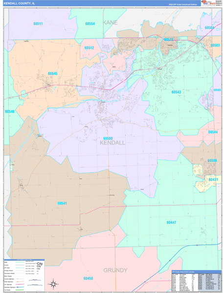 Kendall County Digital Map Color Cast Style
