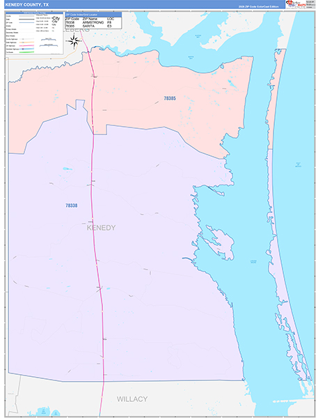 Kenedy County, TX Zip Code Map