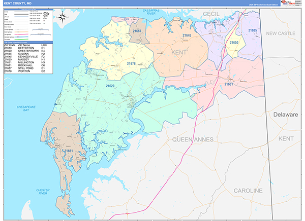 Kent County, MD Zip Code Map