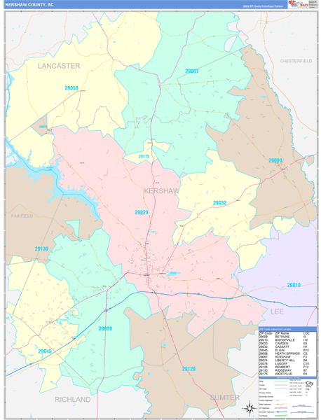 Kershaw County, SC Wall Map