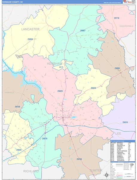 Kershaw County, SC Wall Map